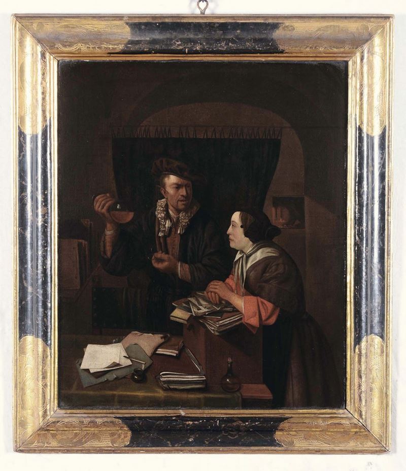 Scuola Fiamminga del XVII secolo Interno con figure  - Auction Old Masters Paintings - II - Cambi Casa d'Aste
