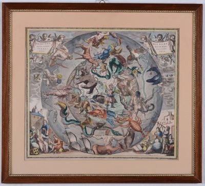 Coppia di Incisioni Acquarellate con Segni Zodiacali
