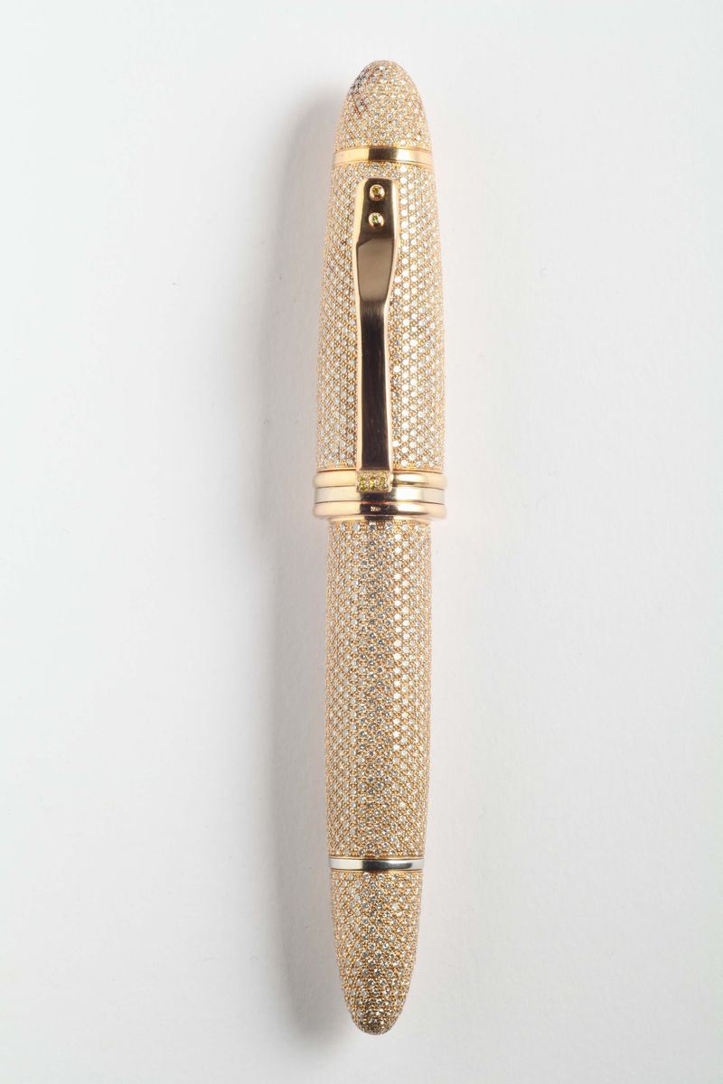A brilliant-cut diamond ct 15,00 fountain pen. Nib signed Montblanc  - Auction Silver, Watches, Antique and Contemporary Jewelry - Cambi Casa d'Aste