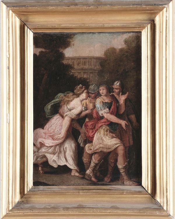 Scuola Italiana del XVIII secolo Scena allegorica con architetture