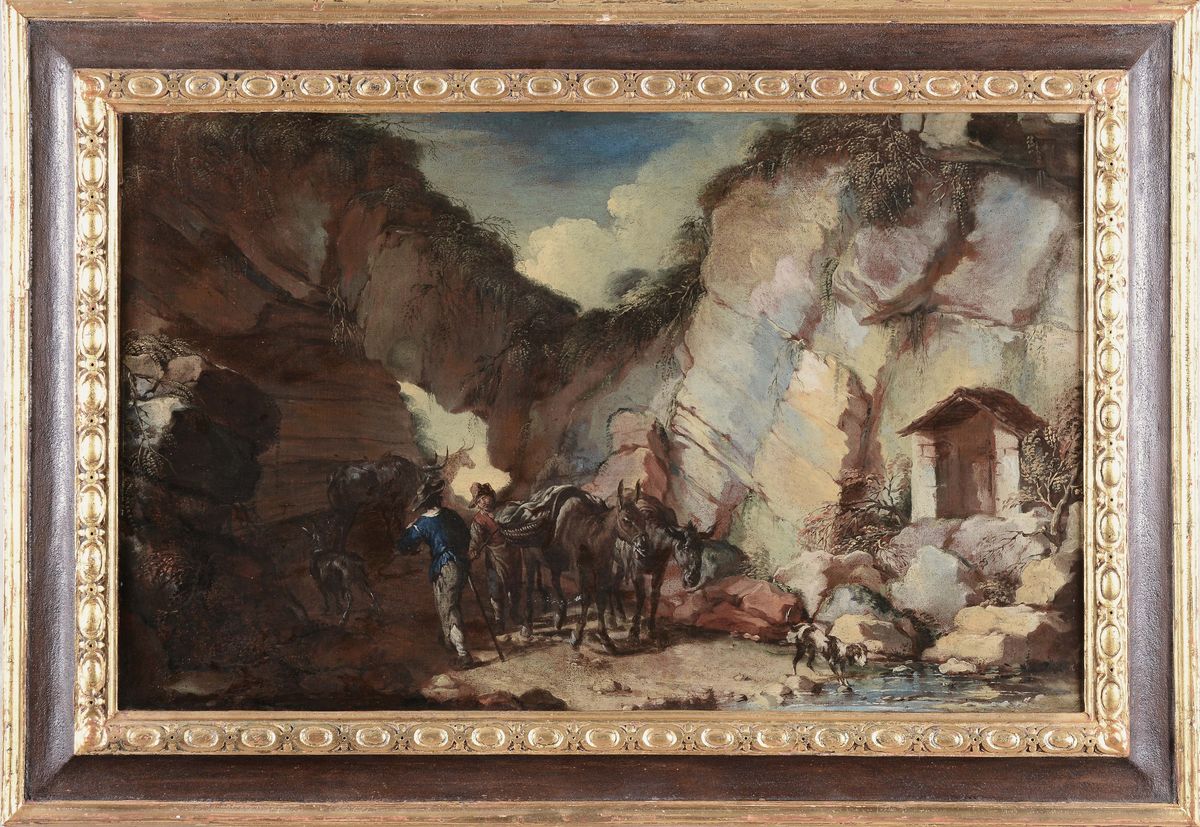 Pieter Van Bloemen (anversa 1657 - 1720)viandante al Guado Accampamento Militare