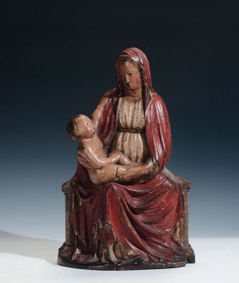 Veneto Art, 15th /16th century Madonna in trono con Bambino  - Auction Sculpture and works of art - Cambi Casa d'Aste