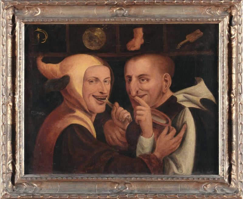 Pieter Balten (Antwerp 1525-1584), attribuito a Personaggi grotteschi  - Auction Old Masters Paintings - II - Cambi Casa d'Aste