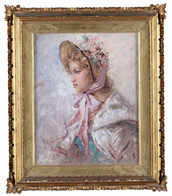 Clemente Tafuri (1903-1971), attribuito a Fanciulla con cappellino