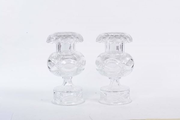 Coppia di coppe portacandela in cristallo