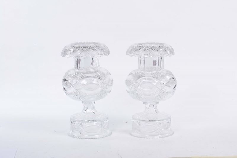 Coppia di coppe portacandela in cristallo  - Asta Arredi e Oggetti d'Arte da Importanti Collezioni Private - Cambi Casa d'Aste