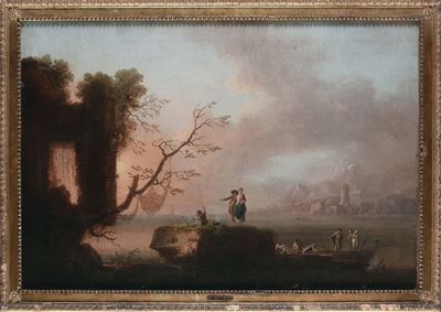 Francesco Fidanza (roma 1747 - Milano 1819)paesaggio con Figure