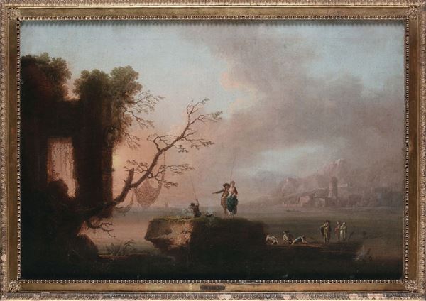 Francesco Fidanza (Roma 1747 - Milano 1819) Paesaggio con figure