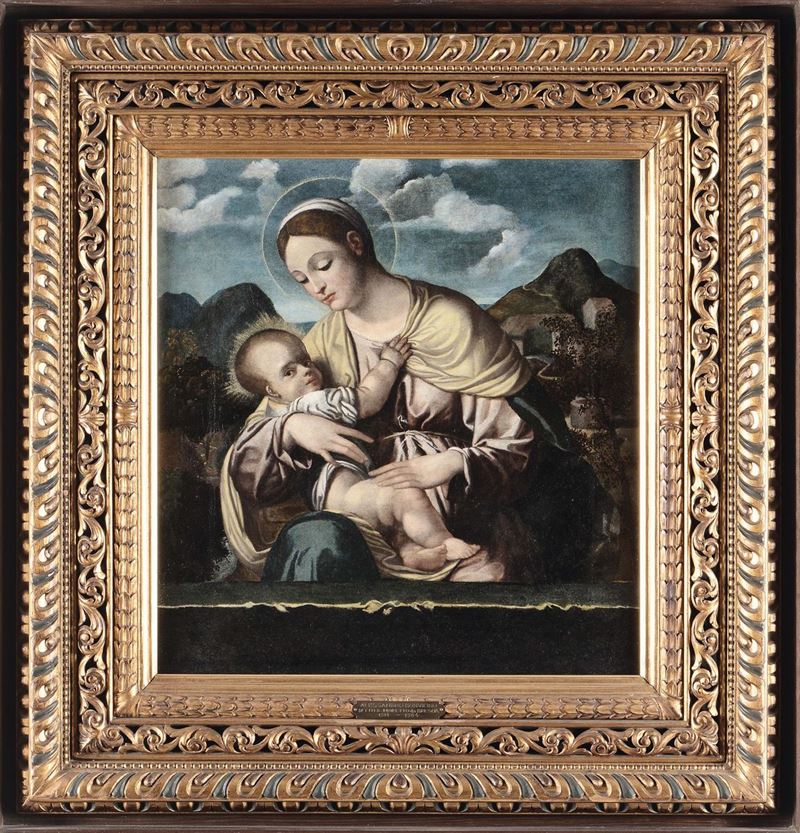 Moretto da Brescia (1490/98-1554) Madonna con Bambino  - Asta Dipinti Antichi - II - Cambi Casa d'Aste