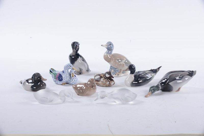 Lotto misto di papere in ceramica e cristallo  - Asta Arredi e Oggetti d'Arte da Importanti Collezioni Private - Cambi Casa d'Aste