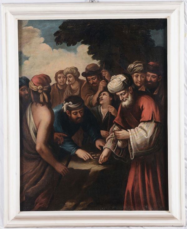 Scuola Genovese del XVII secolo Giuseppe venduto dai fratelli Mosè fa scaturire l'acqua dalla roccia