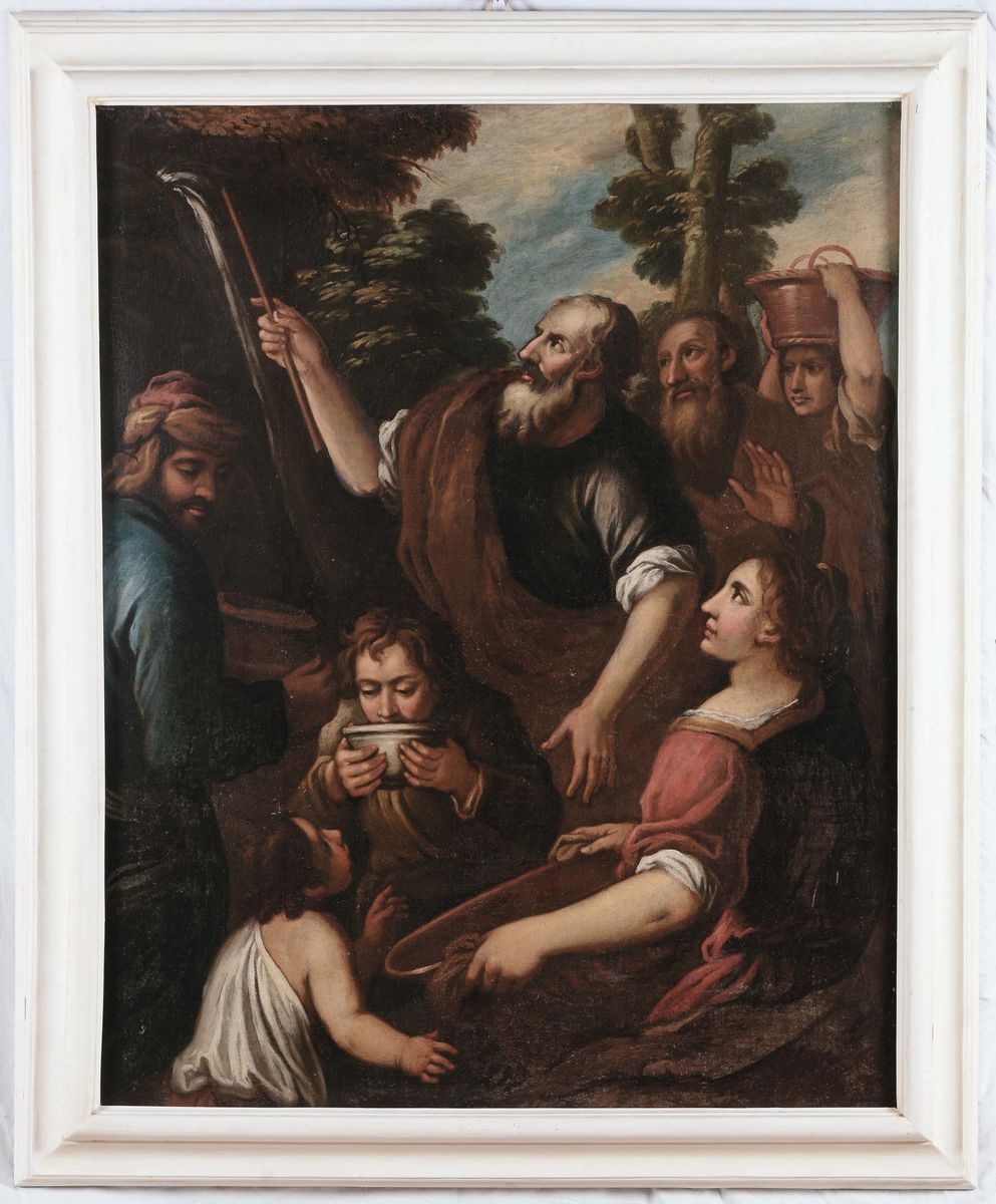 Scuola Genovese del XVII Secologiuseppe Venduto dai Fratelli Mosè Fa Scaturire L'acqua dalla Rocc...