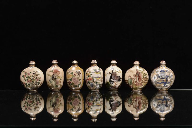 Serie di sette snuff bottle  - Auction Chinese Works of Art - Cambi Casa d'Aste
