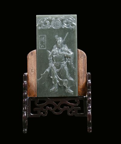 Piastra in Giada Spinacio, Cina, Dinastia Qing, XIX Secolo