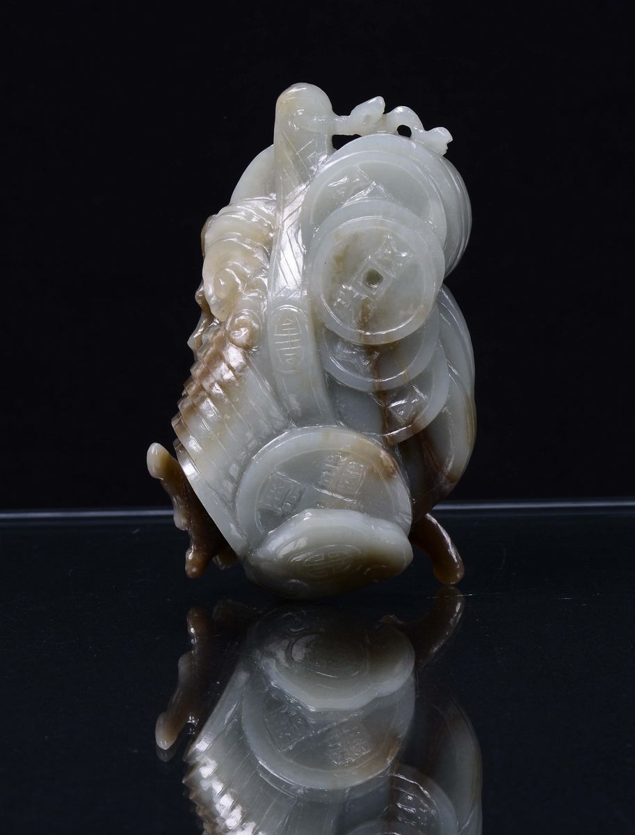 Scultura in Giada Celadon, Cina 1960 Ca.