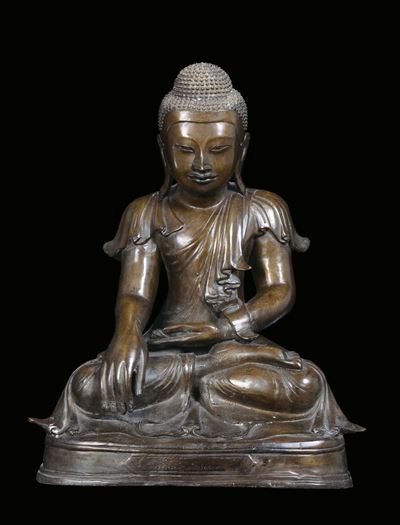 Buddha in Bronzo Seduto, Birmania, Metà XIX Secolo