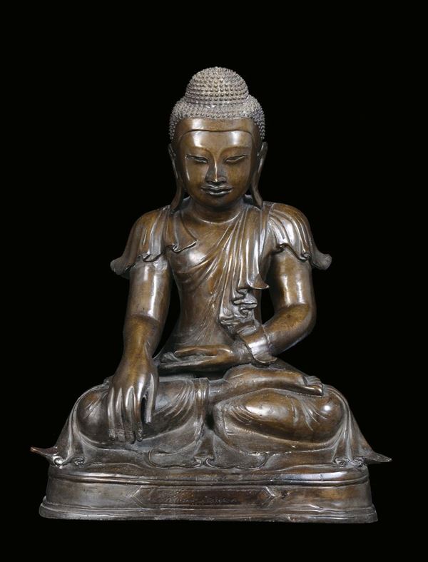 A bronze sitting Buddha, Burma, mid-19th century