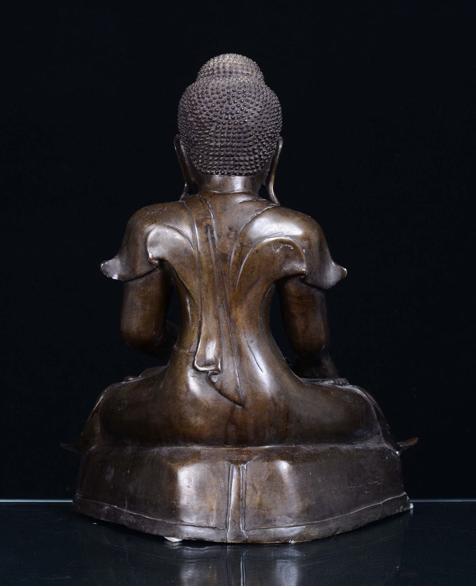 Buddha in Bronzo Seduto, Birmania, Metà XIX Secolo