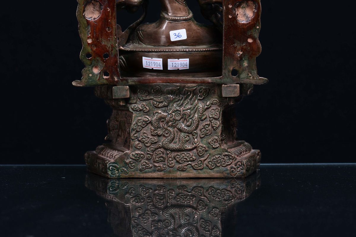 Raffigurazione della Divinità Tara Shyamatara in Bronzo, Tibet XIX Secolo