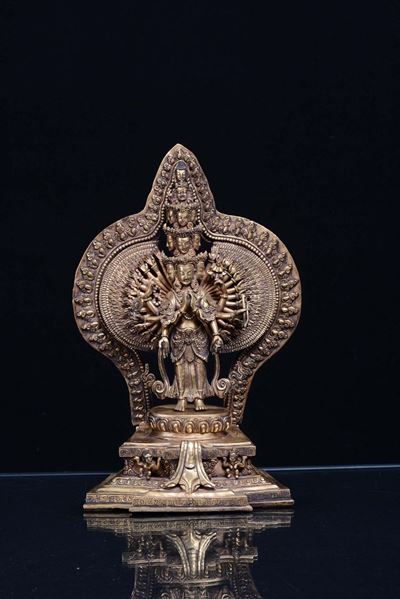 Bodhisattva in Lega Metallica Dorata, Tibet XIX Secolo