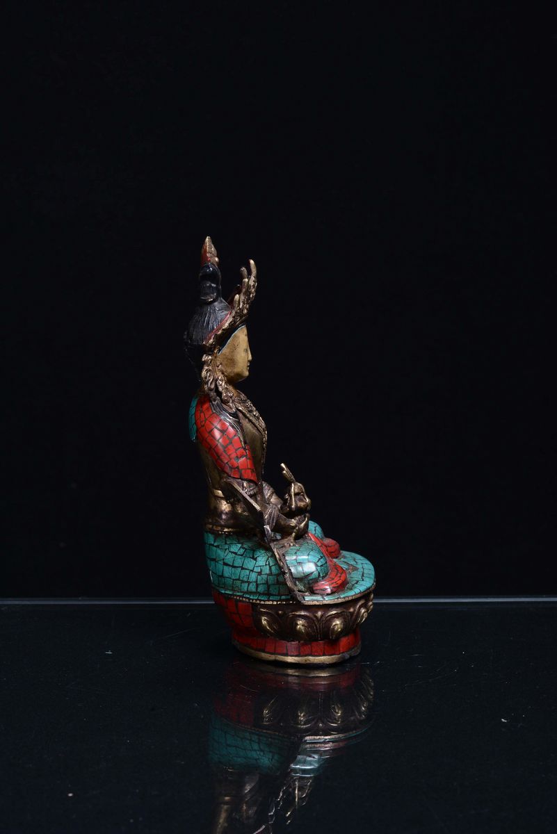 Figura della Divinità Green Tara Shyamatara in Lega Metallica, Nepal Inizio XX Secolo