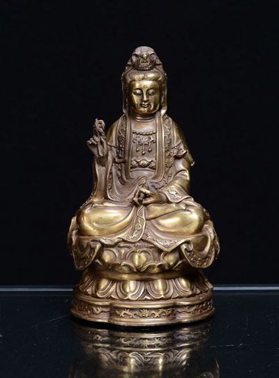 Bodhisattva in Bronzo Dorato, Cina Inizio XX Secolo
