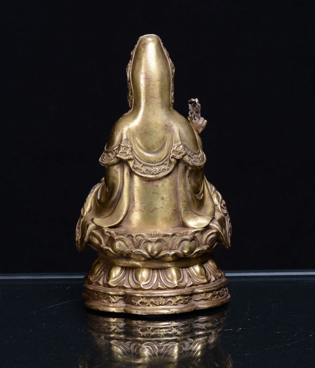 Bodhisattva in Bronzo Dorato, Cina Inizio XX Secolo