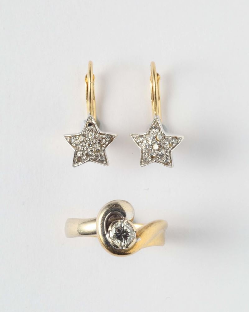 Lotto composto da anello ed orecchini con diamanti  - Auction Ancient and Contemporary Jewelry and Watches - Cambi Casa d'Aste