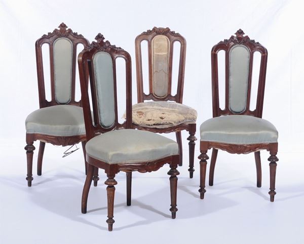 Sei sedie intagliate, XIX secolo