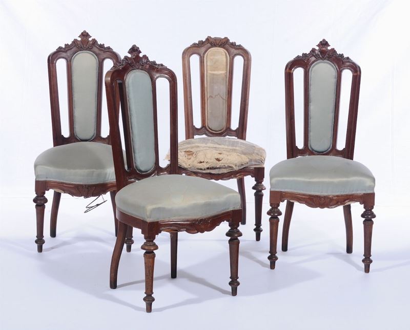 Sei sedie intagliate, XIX secolo  - Auction Time Auction 1-2015 - Cambi Casa d'Aste