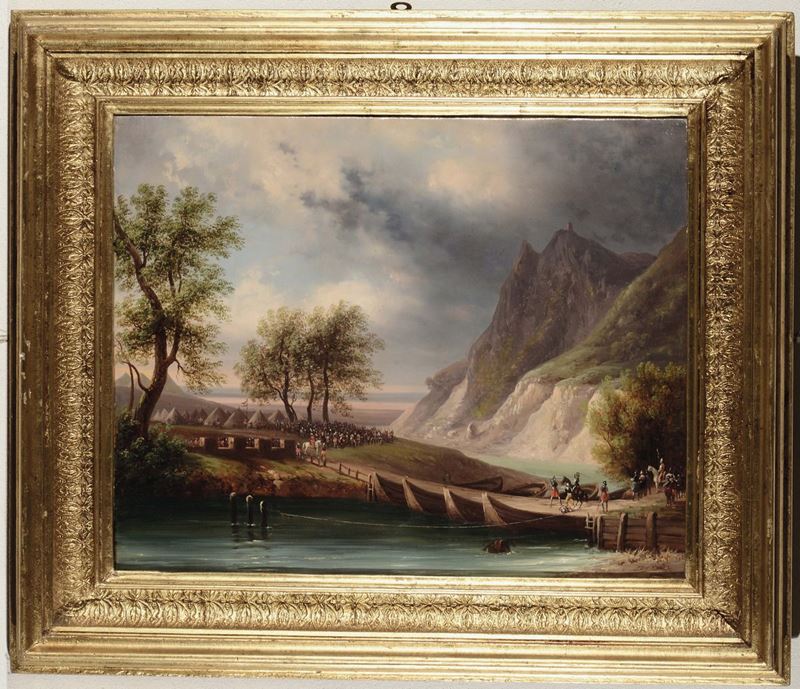 Anonimo del XIX secolo Accampamento militare  - Auction Fine Arts from refined private house - Cambi Casa d'Aste
