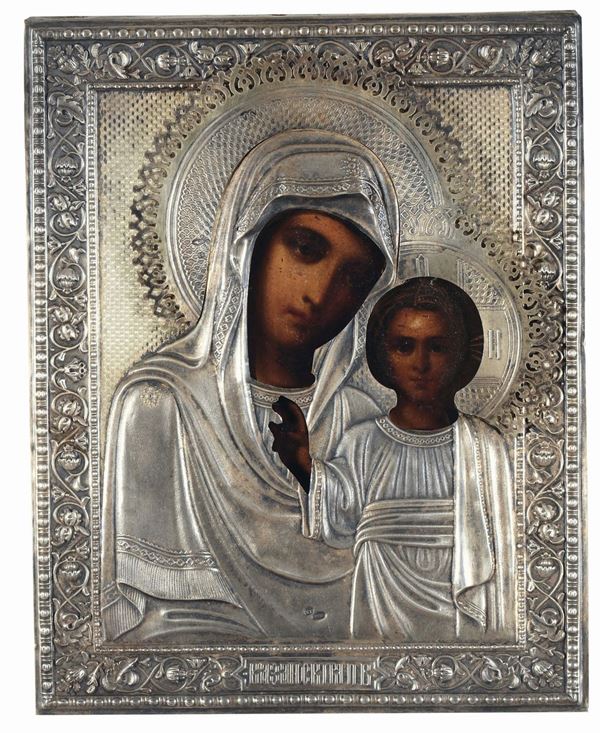 Scuola del XIX secolo Icona raffigurante Madonna con Bambino