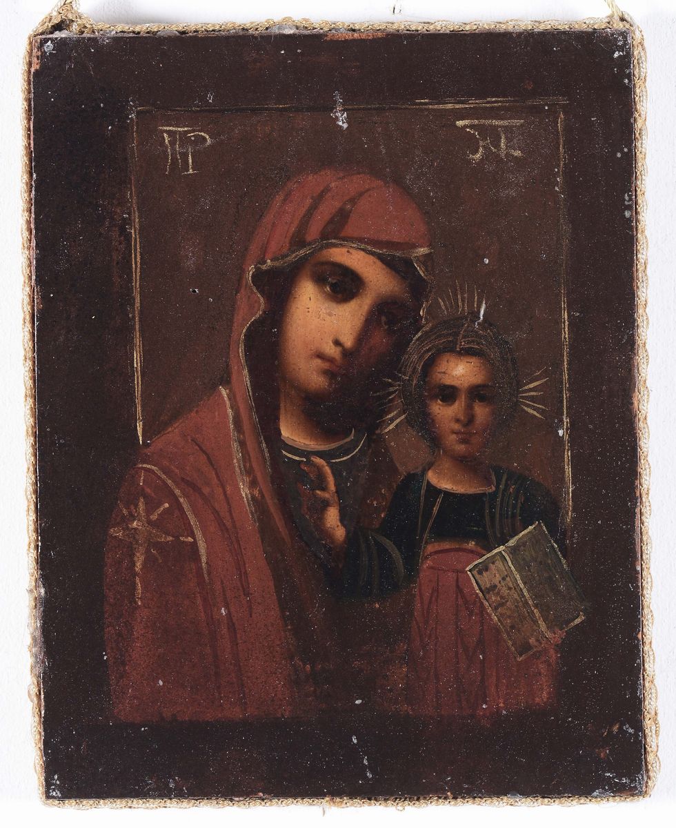 Scuola del XIX Secoloicona Raffigurante Madonna con Bambino