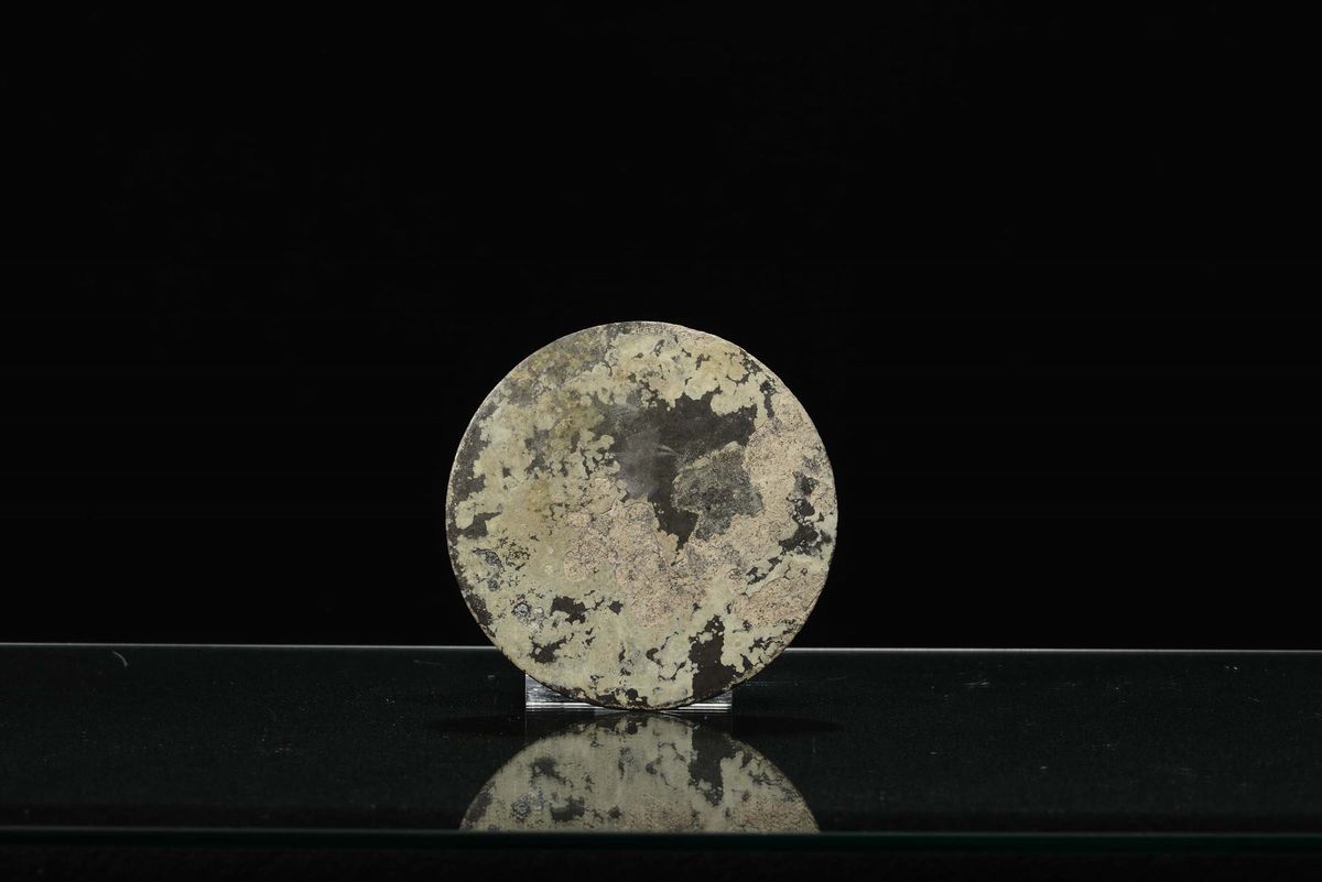 Specchio in Bronzo Argentato, Cina, XX Secolo