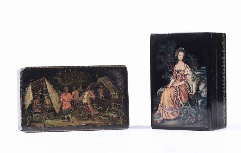 Scatola laccata finemente decorata sul coperchio con scena storica, Russia 1841  - Auction Antique and Old Masters - Cambi Casa d'Aste