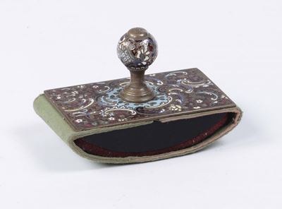 Tampone da Scrittoio in Bronzo Decorato con Smalti Cloisonnè, Russia XIX Secolo