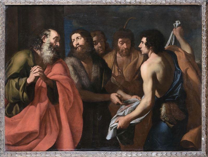 Scuola Romana del XVII secolo Scena biblica  - Asta Fine Selection - II - III - Cambi Casa d'Aste