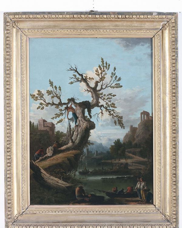 Scuola Italiana del XVIII secolo Paesaggio fluviale