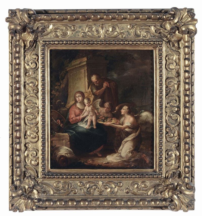 Scuola del XVIII secolo Sosta durante la fuga in Egitto  - Auction Old Masters Paintings - II - Cambi Casa d'Aste