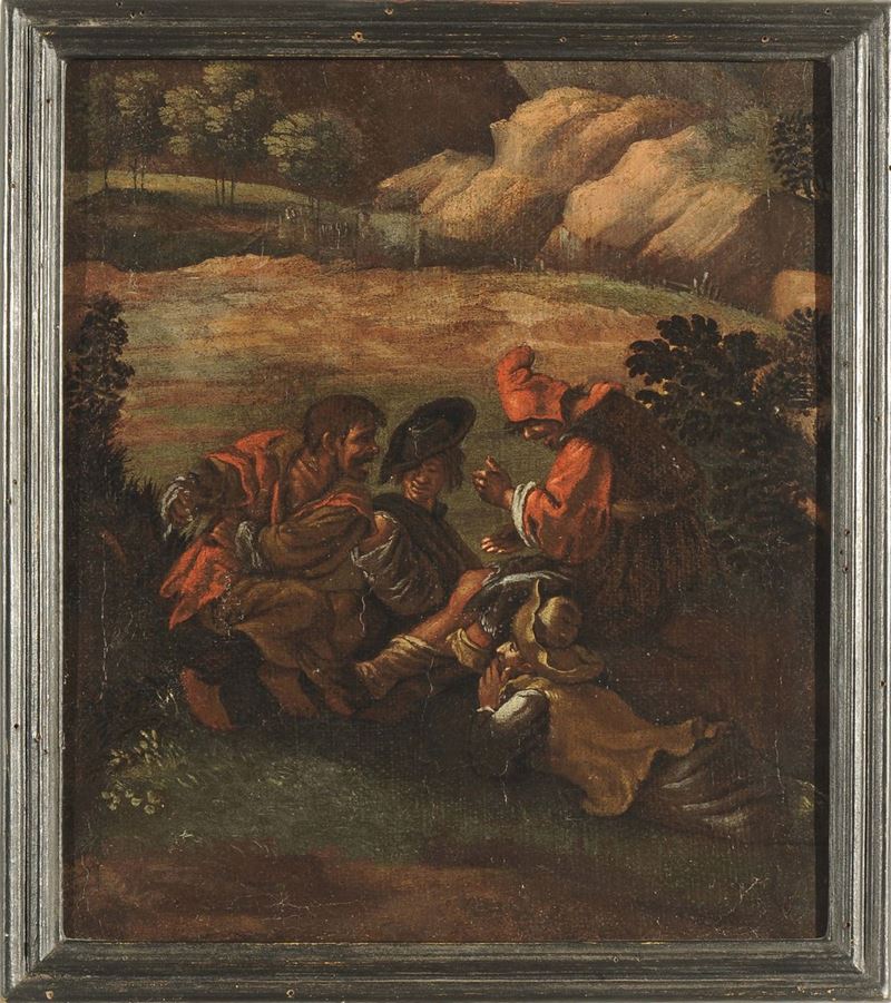 Pieter Van Laer, detto il Bamboccio (Harlem, 1599-1642), cerchia di Contadini  - Asta Dipinti Antichi - II - Cambi Casa d'Aste