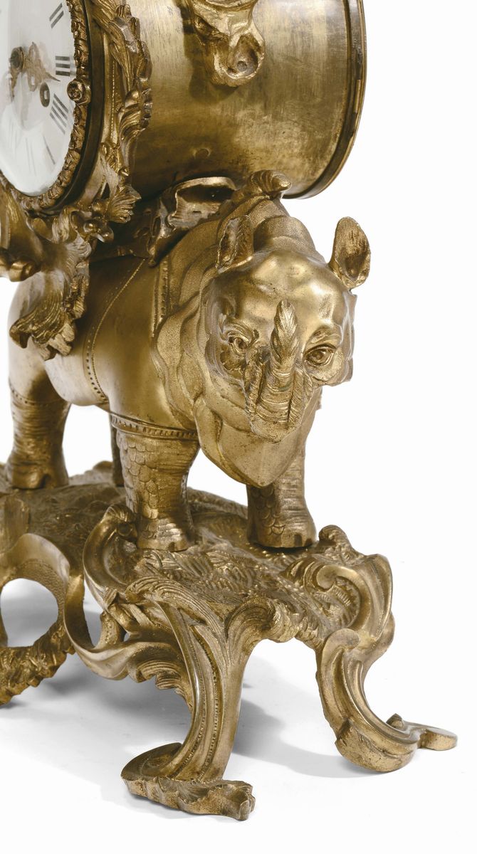 Trittico in Bronzo Dorato Composto da Orologio e Coppia di Candelabri, XIX Secolo