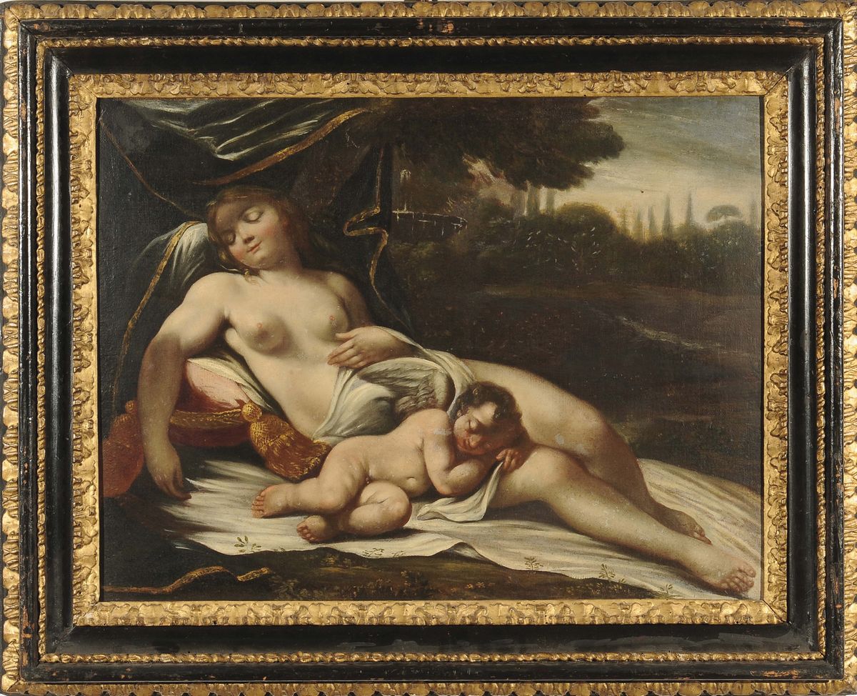Scuola Emiliana del XVII Secolovenere e Amore Amore Dormiente