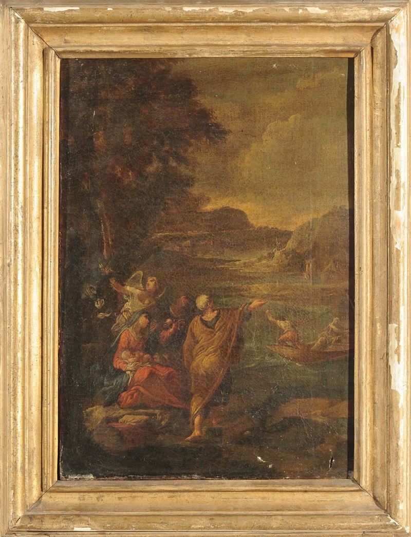 Scuola del XVIII secolo Riposo dalla fuga d’Egitto  - Auction Old Masters Paintings - II - Cambi Casa d'Aste