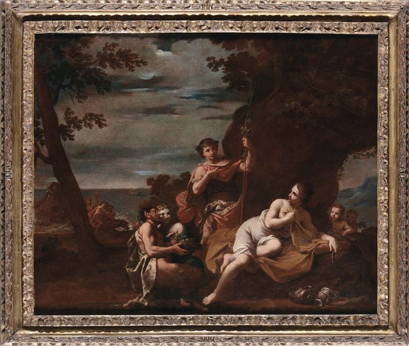 Scuola Emiliana  del XVIII secolo Bacco e Arianna  - Asta Dipinti Antichi - II - Cambi Casa d'Aste