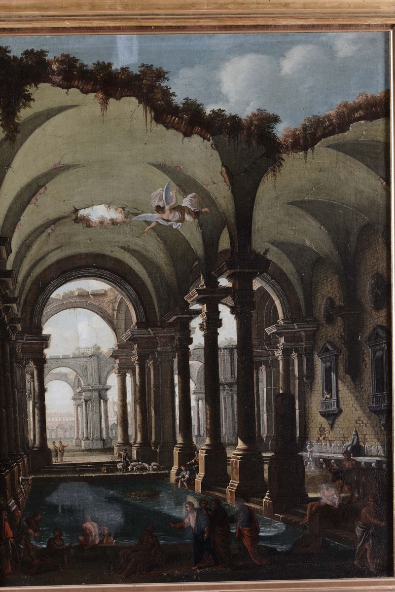 Antonio Joli (modena 1700 - Napoli 1777)archittetture con Figure