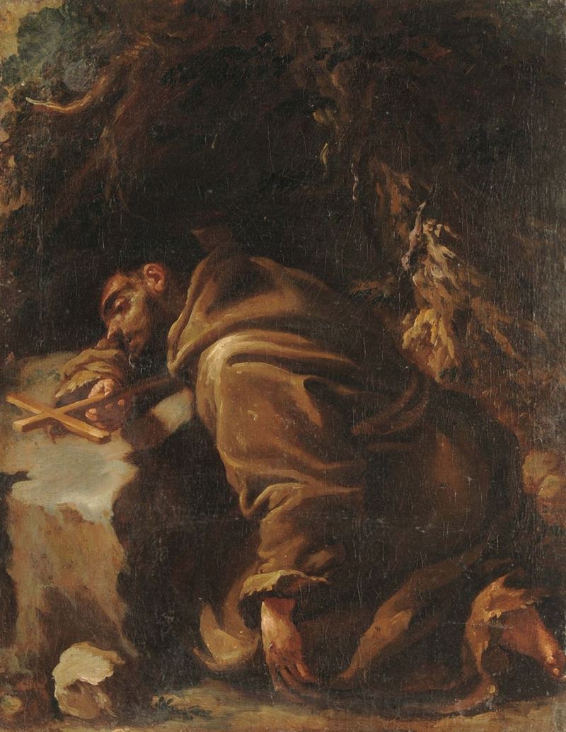 Domenico Mondo (Capodrise 1723 - Napoli 1806), attribuito a Estasi di San Francesco  - Asta Dipinti Antichi - II - Cambi Casa d'Aste