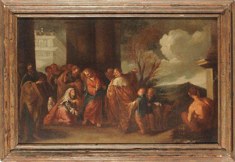 Scuola Italiana del XVIII secolo Gesù e l'emoroissa  - Asta Dipinti Antichi - II - Cambi Casa d'Aste