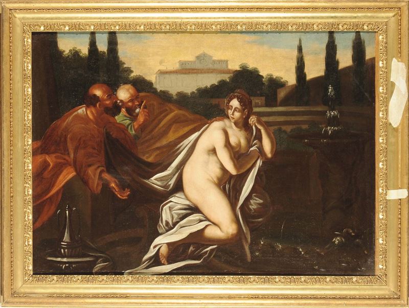 Scuola Emiliana del XVII secolo Susanna e i vecchioni  - Auction Old Masters Paintings - II - Cambi Casa d'Aste