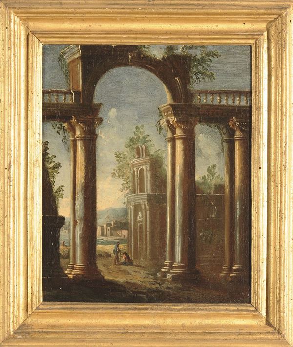 Scuola Romana del XVIII secolo Paesaggi con architetture