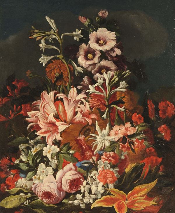 Abraham Brueghel (Anversa 1631 - 1697) Natura Morta con fiori